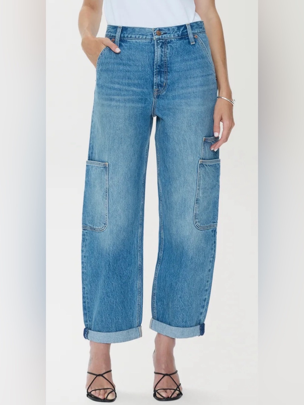 NWT PISTOLA DENIM SONNY HIGH RISE BARREL MULTI POCKET UTILITY JEANS SIZE 23 $217
